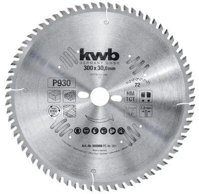 Produktbild von kwb Kreissägeblatt 300 x 30 mm, sehr feiner Schnitt, Sägeblatt geeignet für Arbeitsplatten, Holz und beschichtete Platten