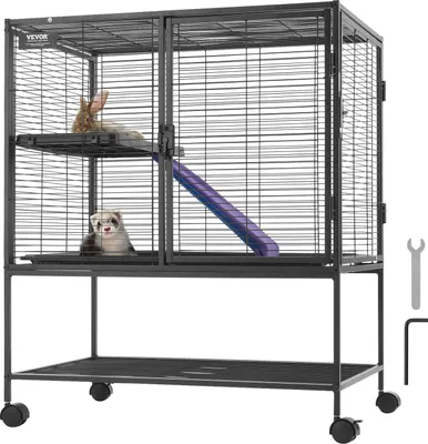 Zdjęcie produktu dla VEVOR 36-calowa metalowa klatka dla fretek, duża 2-poziomowa klatka dla zwierząt z rampą i systemem tacek dla szczurów domowych, chomików, świnek morskich, szynszyli, wiewiórek, jeży, królików