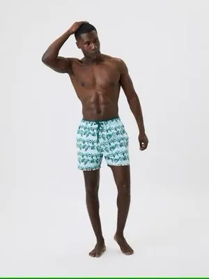 Productafbeelding van Björn Borg - Heren - Zwemshort met Borg-print - Meerkleurig/Groen - Maat S