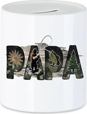 Produktbild von Papa Angler Spardose Vatertag Angel-Fan Geschenkidee für angelnden Vater