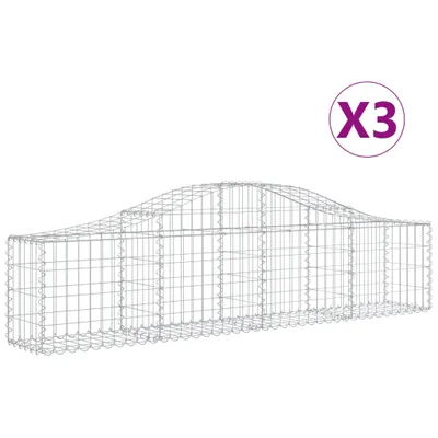 Zdjęcie produktu dla vidaXL Gabiony z wysokim łukiem 3 szt. 200x30x40/60 cm Ocynkowane żelazo