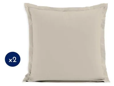 Image de Taies d'oreiller LOVELY HOME, Lot de 2, 63 x 63 cm, Beige clair, Coton naturel