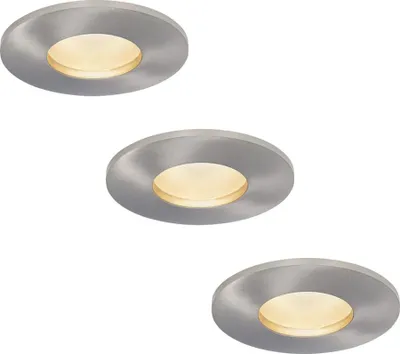 Image de HOFTRONIC - Spot LED encastrable plat 6W 570lm 4000K IP44 inox 3 pièces