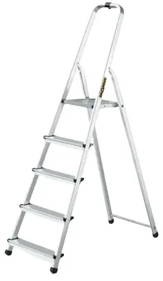 Image de Échelle, hauteur 2,97 m, 5 marches, capacité de charge 125 kg, épaisseur repliée 12 cm, conception antidérapante