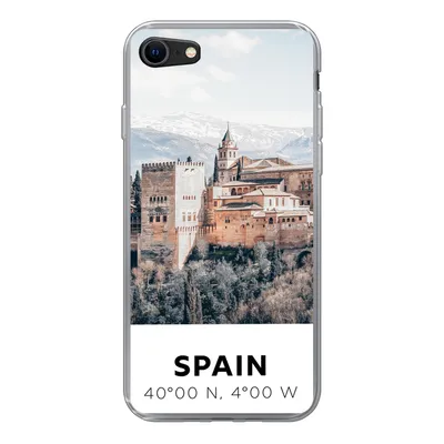 Produktbild von MuchoWow® Handyhülle Schutzhülle Hülle für iPhone SE 2020 Spanien - Schloss - Vintage - Sommer Silikon Softcase Handy Hülle - Kartenbesitzer