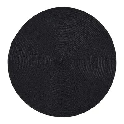 Produktbild von 4er Set Platzset Rund Ø 38 cm Abwaschbar Tischset Platzmatte in Bast-Optik Platzdeckchen Tisch Untersetzer Schwarz