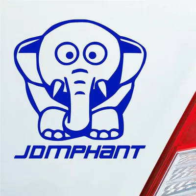 Produktbild von Auto Aufkleber JDMPHANT Elefant Style Tuning 10x10,5 cm Dunkelblau Sticker Heckscheibenaufkleber