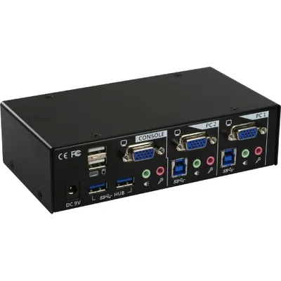 Obrázek produktu pro InLine® 60622I KVM přepínač pro stolní počítače, 2cestný, VGA, USB 3.0 hub, se zvukem
