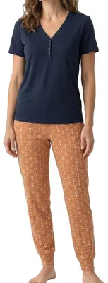 Produktbild von Schiesser Mix & Relax Schlafanzug Set aus Henley T-Shirt und langer Hose, Weicher, elastischer Single Jersey, Hoher Tragekomfort