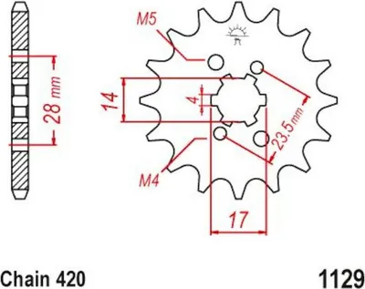 Immagine prodotto di Pignone 14T passo 420,Pignone anteriore, DERBI GPR 50 R, Senda 50 R SENDA H