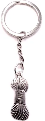Image de Onwomania Porte-clés Laine à tricoter argenté Pendentif métal Charm