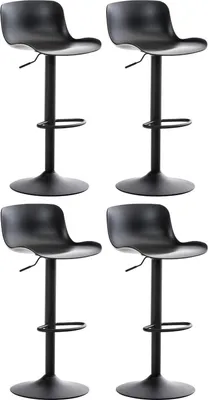 Immagine prodotto di set di 4 sgabelli da bar regolabili - sgabello girevole - seduta confortevole con protezione del pavimento | Colore: nero