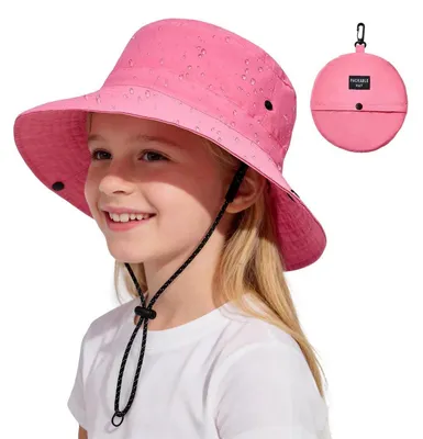 Productafbeelding van Sonnenhut voor kinderen, UV-bescherming 50+, Fischerhoed model, waterafstotend, roze, maat 50-54