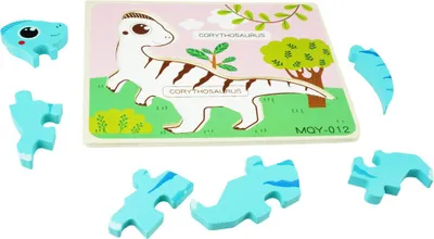 Obrázek produktu pro Barevné dřevěné dinosauří puzzle Corythosaurus