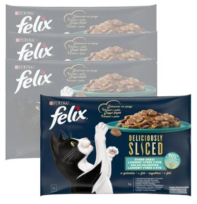 Zdjęcie produktu dla Purina Felix Deliciously Sliced Mokra Karma Dla Kota Rybne Smaki w Galaretce 16x80g