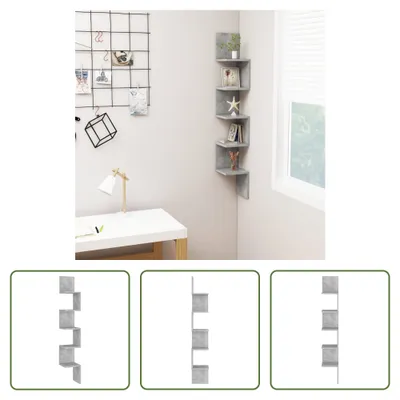 Produktbild von The Living Store Wand-Eckregal Betongrau 20x20x127,5 cm Holzwerkstoff