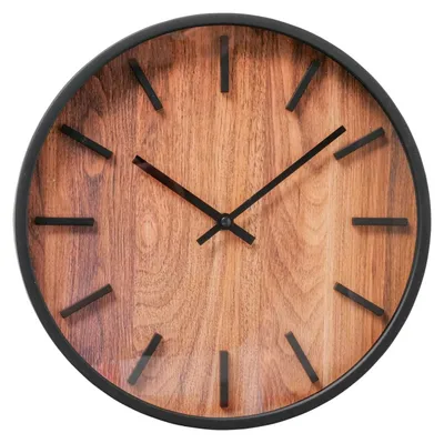 Obrázok produktu pre Nástenné hodiny s motívom dreva, BUFORD, Ø 30 cm