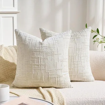 Obrázok produktu pre Uniqoos® Sada 2 vankúšikov z mikrovlákna, 50x50 cm, biela, polyesterové dekoratívne poťahy s nenápadným zipsom