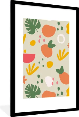 Produktbild von MuchoWow® Gerahmtes Poster Obst - Monstera - Gestaltung 60x90 cm - Poster mit Schwarzem Bilderrahmen Wandposter Rahmen Foto Bilder - Dekoration - Wandposter Wohnzimmer - Hochwertig