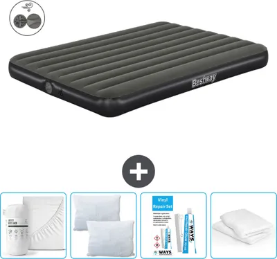 Productafbeelding van Bestway opblaasbare luchtbed - 2 personen - 152 x 203 x 25 cm - Groen - Inclusief accessoires