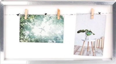 Produktbild von Bilderrahmen 22x39 cm Holzrahmen Silber zum Selbstgestalten Aufhängen Collage