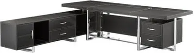 Produktbild von Eckschreibtisch aus MDF und Edelstahl in modernem Design