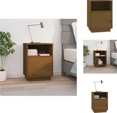 Produktbild von vidaXL Nachttisch Honigbraun 40x34x55 cm Massivholz Kiefer -  Nachttische