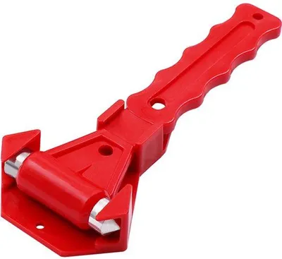 Image de Frein de secours pour voiture - Rouge - Avec support - Frein de secours - Brise-vitre pour voiture - Marteau - Marteau de sécurité