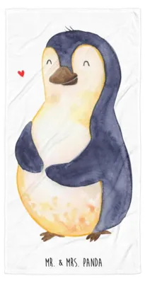 Produktbild von Mr. & Mrs. Panda Strandtuch Pinguin Diät - Weiß - Geschenk, Duschtuch, Motivation, Handtuch, Duschhandtuch, Frottee-Handtuch, Abnehmen, Gewicht, Strandlaken