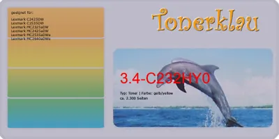 Immagine prodotto di Toner giallo 3.4-C232HY0 compatibile con Lexmark C232HY0  Pagine: 2.300