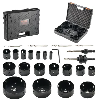 Image de Set de scies cloches VEVOR bimétalliques, 18 lames de scie cloche, jeu de scies cloches bimétalliques Accessoires pour perceuse, scies cloches professionnelles pour percer le bois, le fer, le plastique et le PVC, etc.