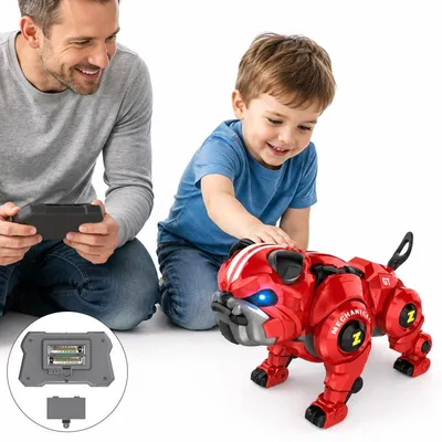 Produktbild von Interaktiver Roboterhund Spielzeug mit Fernbedienung, tanzend & programmierbar – STEM Lernspielzeug & Roboter Haustier für Kinder 6-12+