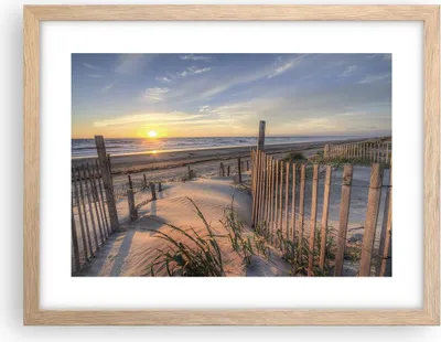 Produktbild von Gerahmtes Poster - Rahmen in heller Eiche - Westen Sonne Düne - 40x30 cm - Wand Bild - Wanddeko - Wandbilder - Wandposter - Bilderrahmen - Bilder - Kunstdruck - Wandbild - P2NAA40x30-4219