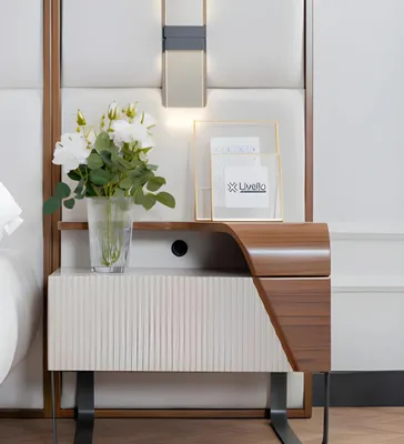 Produktbild von Garnitur Doppelbett mit Bettkasten Schlafzimmer Nachttische Weiß Stoff 3tlg