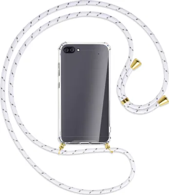 Produktbild von Handykette Backcover-Schutzhülle mit Band (Metall goldfarben) für Asus Zenfone 4 Max (Pro/Plus) - weiß/grau