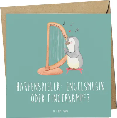 Produktbild von Mr. & Mrs. Panda Klappkarte Harfe Melodien - Meeresbrise - Geschenk, Elegant, Musiker, anlasskarte, Musikhumor, Lernen, Musik, Instrument, himmlisch, Instrumentenspiel