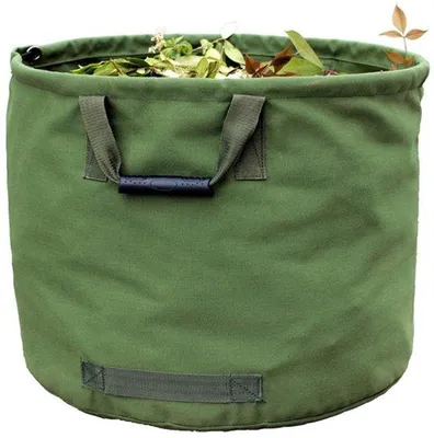 Productafbeelding van 125L extra stevige, donkergrijze toonbank met handgrepen, groene bladopvangzak gemaakt van canvas (45,7 cm hoog, 55,8 cm diep)