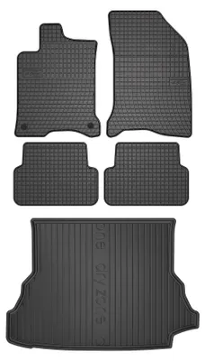 Produktbild von Gummimatten + Kofferraumwanne für Renault Laguna II 2001-2007 (Liftback, fester Ladeboden) – Schwarz, passgenau – Wielganizator SolidPRO
