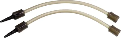 Two flexible hoses with connectors on a white background.