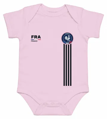 Zdjęcie produktu dla Body dla dziecka, kolor różowy, motyw: francuski futbol, kibic Francji, galijski kogut, Mistrzostwa Europy, rozmiar 6/12 miesięcy