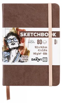 Imagen del producto de Darwi For You DF80010150006C - Cuaderno de dibujo con costura, tamaño A6, 10,5 x 14,8 cm, 140 g - 80 hojas