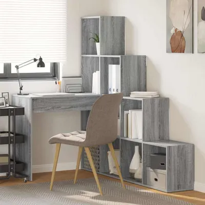 Image de Maison Exclusive - Bureau d'angle Gris Sonoma 101,5 x 149,5 x 149,5 cm
