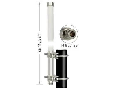 Produktbild von DeLOCK 89538, 12 dBi, 2.4 - 2.5 GHz, IEEE 802.11b, IEEE 802.11g, IEEE 802.11n, 50 Ohm, 360°, 8°