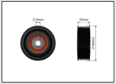 Produktbild von CAFFARO 80-29 Umlenkrolle Keilrippenriemen 64mm passend für MERCEDES-BENZ E-Klasse Limousine (W210) für SAAB 9-5 Kombi (YS3E) für FORD