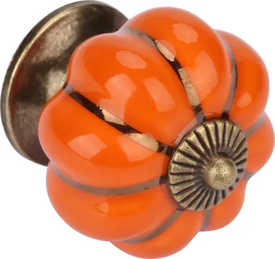 Image de Boutons de citrouille en céramique Poignée de style européen pour chambre, armoire, tiroir et meuble (Orange)