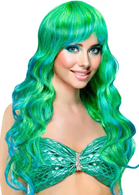Produktbild von Langhaar Perücke "Meerjungfrau" für Damen | Grün Türkis - Mermaid
