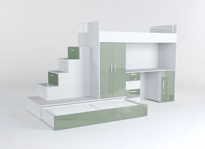 Produktbild von Hochbett aus Massivholz – Für das Kinderzimmer: Platz und Stauraum vereint.