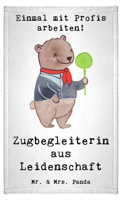 Produktbild von Mr. & Mrs. Panda Handtuch Zugbegleiterin Leidenschaft - Weiß - Geschenk, Klein, Frotteehandtuch, baumwolle, Gästetuch, Gästehandtuch 30x50