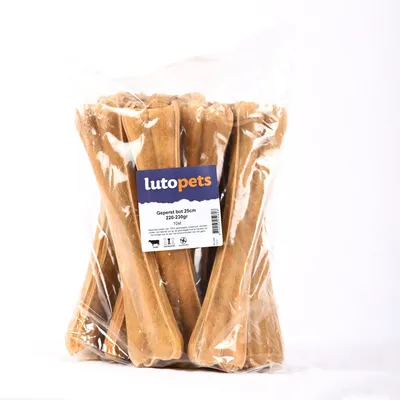 Produktbild von Lutopets Gepresster Knochen aus Büffelhaut – 10 cm, 5 Stück – Kauknochen für Hunde