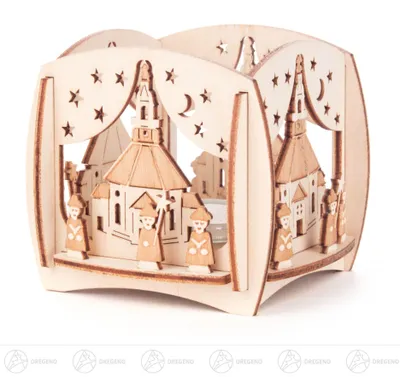 Produktbild von Teelichthalter Seiffener Kirche und Kurrende Breite x Höhe x Tiefe 8,5 cmx8 cmx8,5 cm NEU